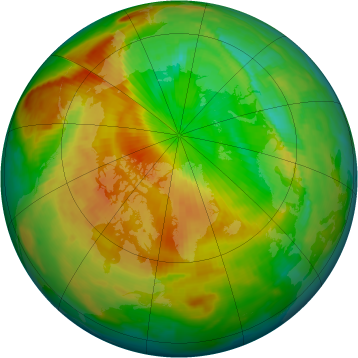 Arctic ozone map for 24 April 1997